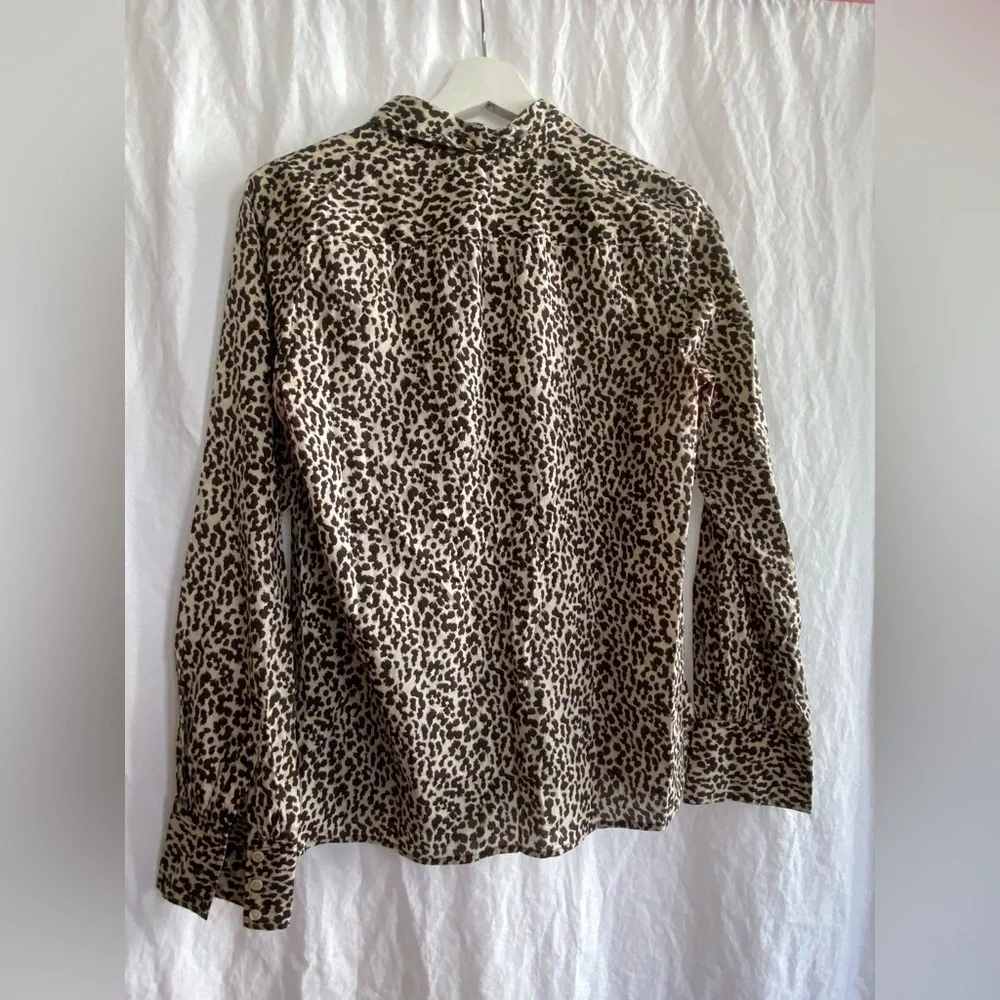 J. Crew Leopard Print Button Up Casual Cotton Shirt Size 10